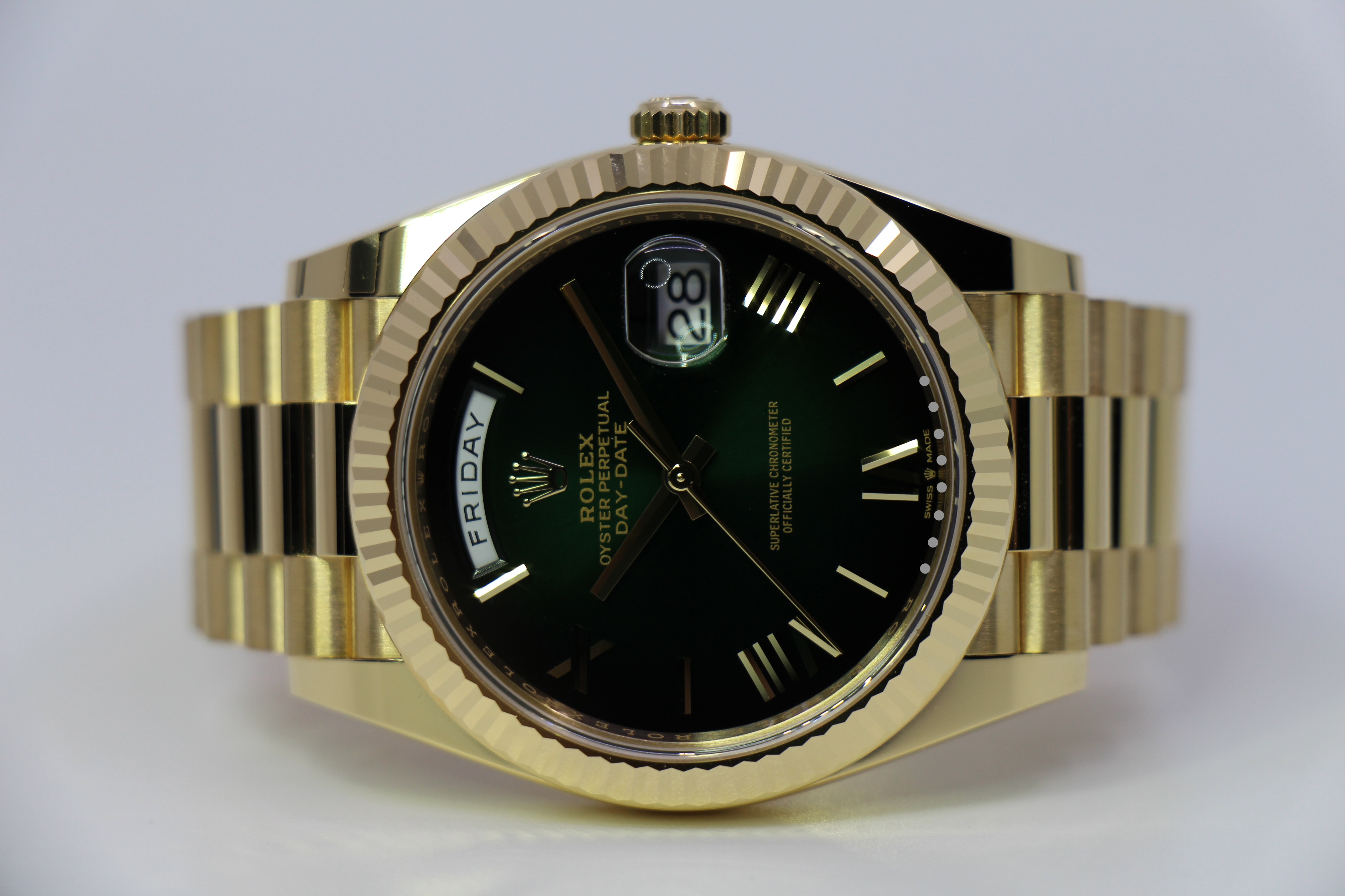ROLEX DAY-DATE 228238 GREEN OMBRÉ - NEW 12/2024